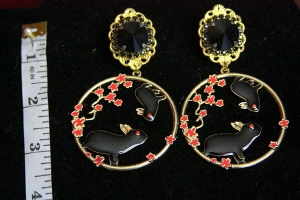 SOLD! 3783 Black Unusual Enamel Mouse Studs Earrings - Image 8