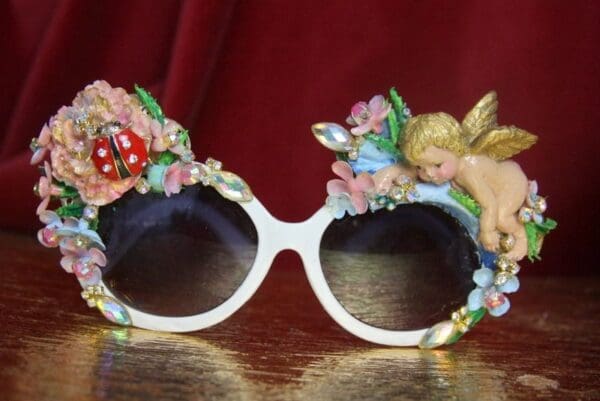 SOLD! 3806 Baroque Hand Painted Cherub Flower Ladybug Embellished Sunglasses - Image 6