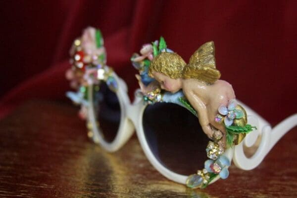 SOLD! 3806 Baroque Hand Painted Cherub Flower Ladybug Embellished Sunglasses - Image 7