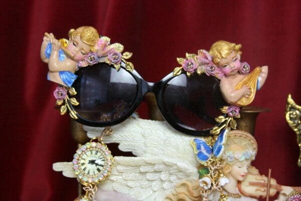 SOLD! 3808 Baroque Hand Painted Musical Cherubs Embellished Sunglasses - Image 3