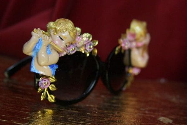 SOLD! 3808 Baroque Hand Painted Musical Cherubs Embellished Sunglasses - Image 10