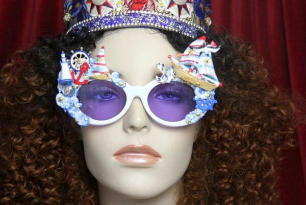 SOLD! 3825 Nautical Hand Painted Ship Embellished Sunglasses - Image 6