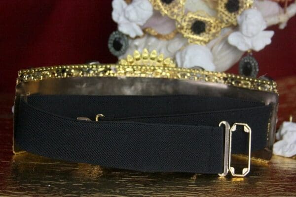 SOLD! 3860 Runway 2018 White Baroque Cherubs Angels Black Crystal Filigree Embellished Waist Belt - Image 9