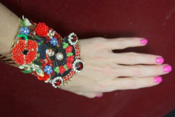 SOLD! 3870 SET BANGLE +Earrings Frida Kahlo Flower Fan Set - Image 6