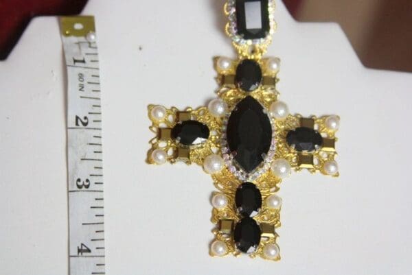 SOLD! 3872 Baroque Alta Moda Massive Black Crystal Square Cross Crystal Studs - Image 2