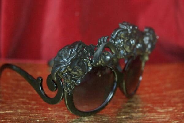 SOLD! 3905 Baroque Embellished Hand Painted Enamel Black Medusa Sunglasses - Image 7
