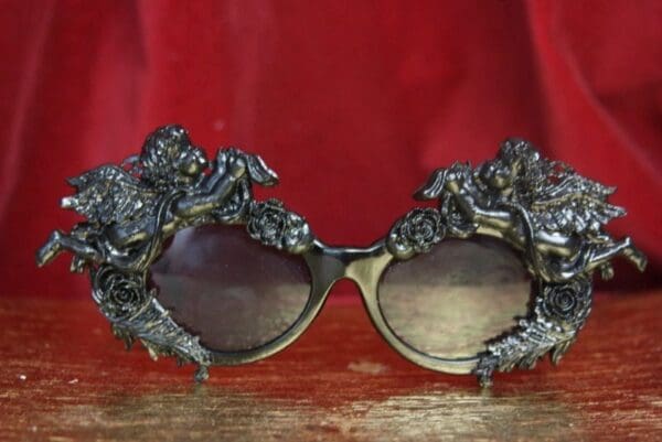 SOLD! 3915 Baroque Black Faced Cherubs Angels Embellished Sunglasses - Image 2