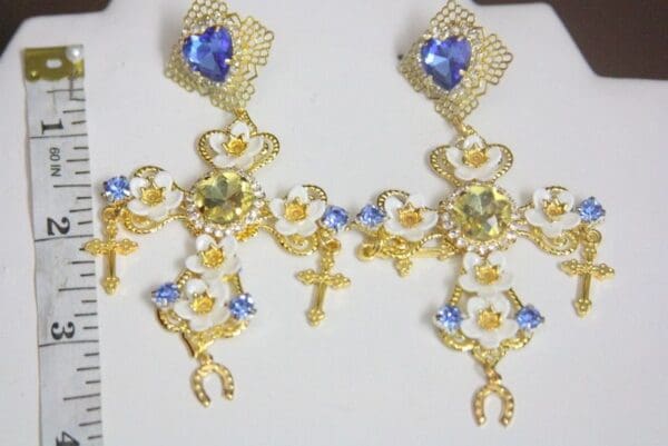 SOLD! 3931 Baroque Runway Lemon Flower Crystal Pearl Studs Earrings - Image 7