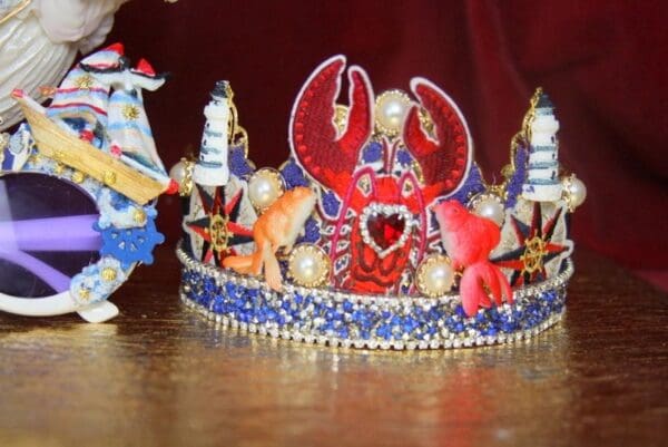 SOLD! 3946 Nautical Lobster Fish Applique Crystal Unusual Headband - Image 2