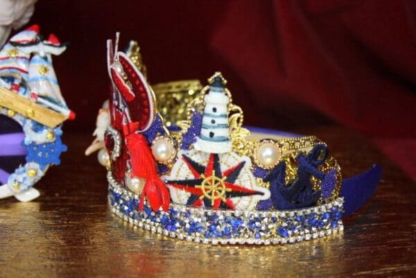 SOLD! 3946 Nautical Lobster Fish Applique Crystal Unusual Headband - Image 4