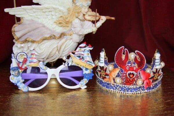 SOLD! 3946 Nautical Lobster Fish Applique Crystal Unusual Headband