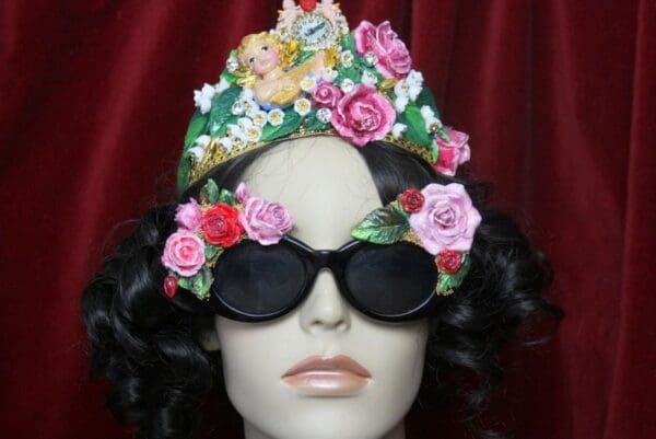 SOLD! 3948 Baroque Vivid Hand Painted Roses Leaf Embellished Sunglasses - Image 7