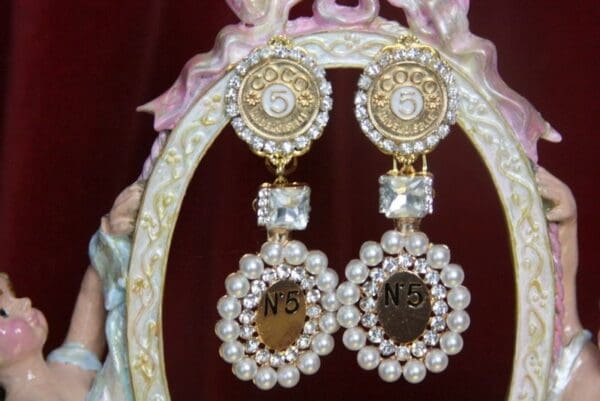 SOLD! 3960 Madam Coco Massive Crystal Perfume Bottle Studs Earrings