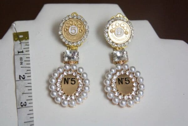 SOLD! 3960 Madam Coco Massive Crystal Perfume Bottle Studs Earrings - Image 6