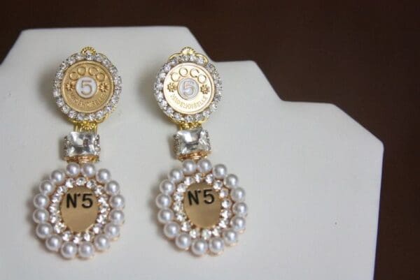 SOLD! 3960 Madam Coco Massive Crystal Perfume Bottle Studs Earrings - Image 7
