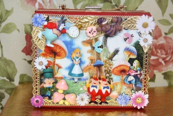 SOLD! 3980 Alice In Wonderland 3D Effect Embellished Handbag Purse