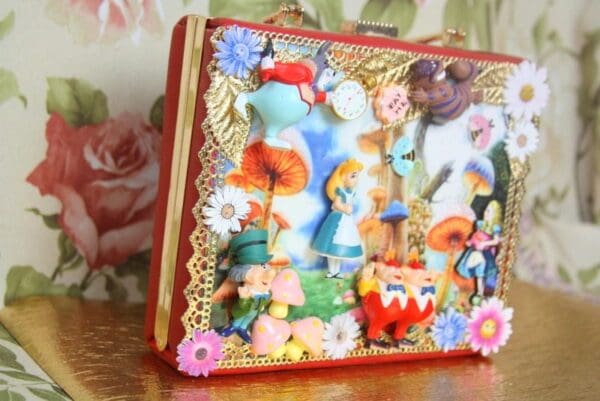 SOLD! 3980 Alice In Wonderland 3D Effect Embellished Handbag Purse - Image 3