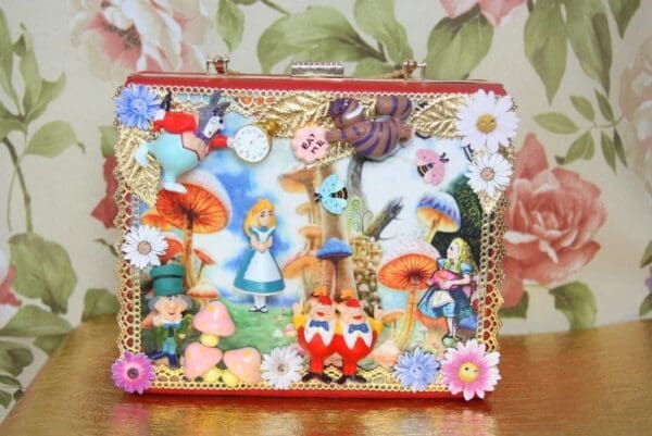 SOLD! 3980 Alice In Wonderland 3D Effect Embellished Handbag Purse - Image 4