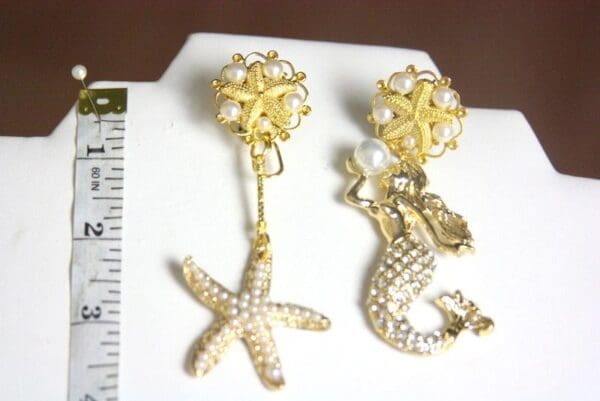 SOLD! 3998 Baroque Irregular Pearl Mermaid Nautical Studs Earrings - Image 6
