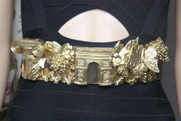SOLD! 4003 Roman Column Gold Grapes Butterfly Corset Waist Belt