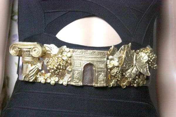 SOLD! 4003 Roman Column Gold Grapes Butterfly Corset Waist Belt - Image 4