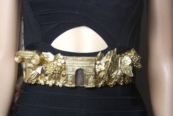 SOLD! 4003 Roman Column Gold Grapes Butterfly Corset Waist Belt - Image 7