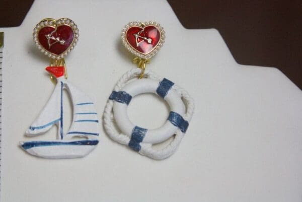 SOLD! 4008 Nautical Marine Ship Life Ring Studs Earrings - Image 7