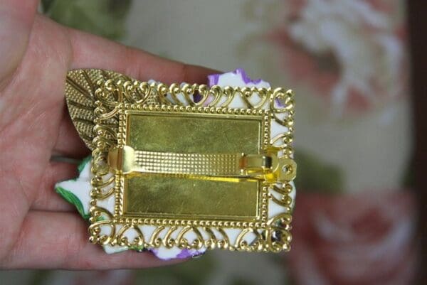 SOLD! 4011 Barrette Baroque Hydrangea Hand Painted Enamel Bee Crystal - Image 6