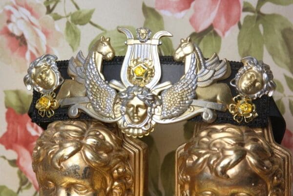 SOLD! 4012 Baroque Medieval Medusa Horses Wide Waist Belt - Image 2