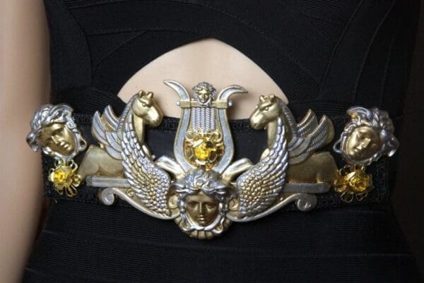 SOLD! 4012 Baroque Medieval Medusa Horses Wide Waist Belt - Image 4