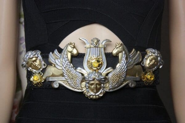 SOLD! 4012 Baroque Medieval Medusa Horses Wide Waist Belt