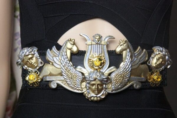 SOLD! 4012 Baroque Medieval Medusa Horses Wide Waist Belt - Image 8