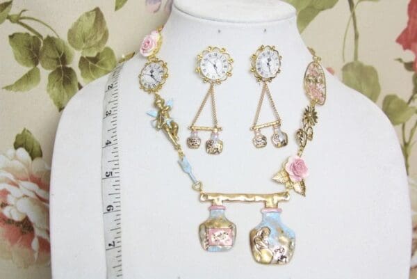 SOLD! 4029 SET Of Mom-To-Be Unusual Statement Hand Painted Necklace+ Earrings - Image 6
