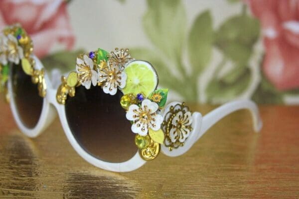 SOLD! 4045 Baroque Lemon Fruit Hand Painted Flowers Embellished Sunglasses - Image 7