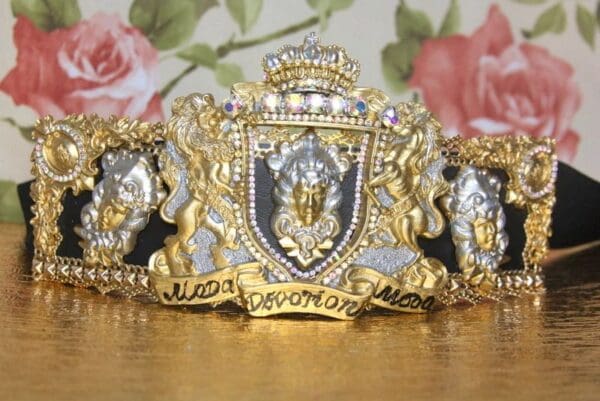 SOLD! 4052 Baroque Medieval Medusa Heraldic Wide Waist Belt - Image 3