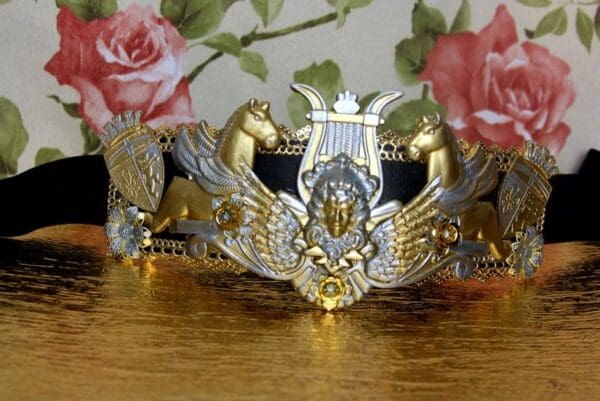 SOLD! 4053 Baroque Medieval Medusa Horses Wide Waist Belt - Image 2