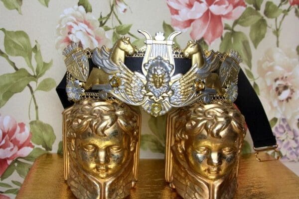 SOLD! 4053 Baroque Medieval Medusa Horses Wide Waist Belt - Image 3