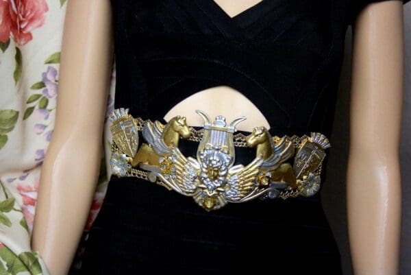 SOLD! 4053 Baroque Medieval Medusa Horses Wide Waist Belt - Image 5