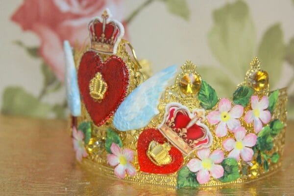 SOLD! 4061 Baroque Runway Heart Wings Hand Painted Crown Headband - Image 3