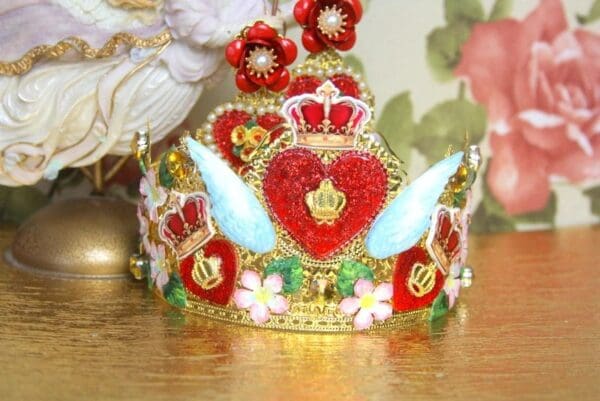 SOLD! 4061 Baroque Runway Heart Wings Hand Painted Crown Headband - Image 5