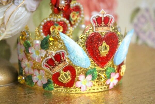 SOLD! 4061 Baroque Runway Heart Wings Hand Painted Crown Headband - Image 6