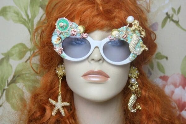 SOLD! 4073 Nautical Hand Painted Ship Mermaid Embellished Sunglasses - Image 2