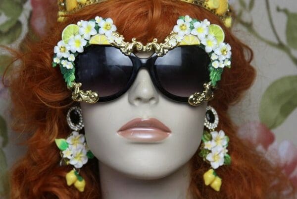 SOLD! 4083 Baroque Lemon Fruit Embellished Sunglasses