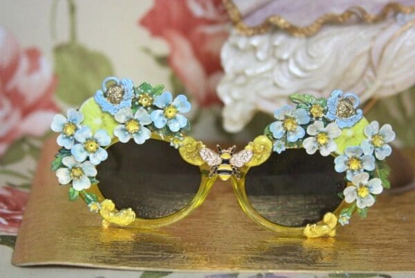 SOLD! 4123 Baroque Lemon Fruit Cherubs Yellow Embellished Sunglasses - Image 5