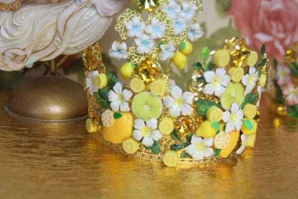 SOLD! 4061 Baroque Lemon Sicilian Fruit Hand Painted Crown Headband - Image 10