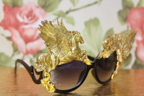 SOLD! 4130 Baroque Gold Pegasus Winged Embellished Sunglasses - Image 4