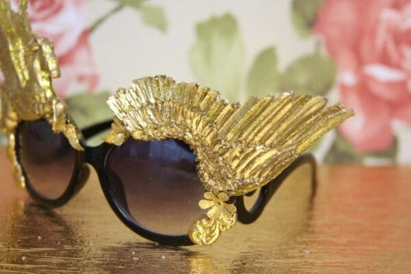 SOLD! 4130 Baroque Gold Pegasus Winged Embellished Sunglasses - Image 5