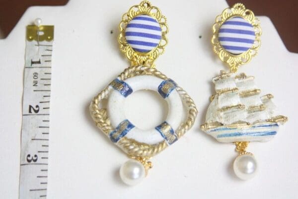 SOLD! 4147 Nautical Marine Ship Life Ring Studs Earrings - Image 7