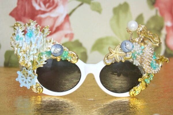 SOLD! 4148 Baroque Mermaid Nautical Coral reef Embellished Sunglasses - Image 2