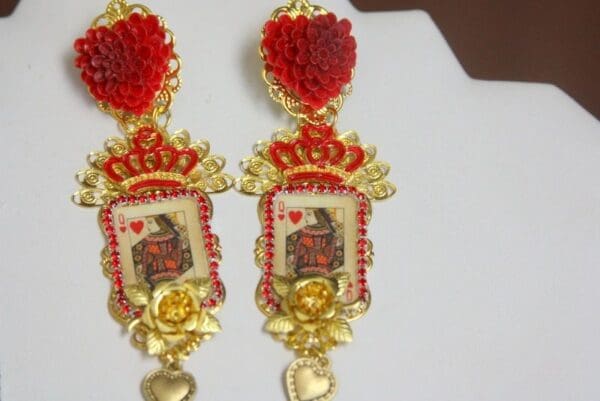 SOLD! 4164 Runway Queen Of Hearts Crown Studs Earrings - Image 8